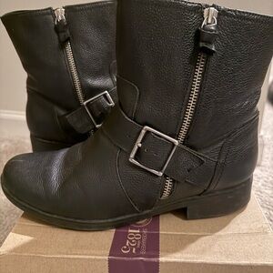 Clarks Black Leather Combat Boots
